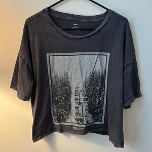 Aerie Gray Graphic Crop Top